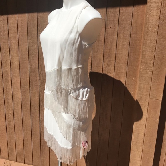 NWT Joie Amiyah White Fringe Mini Dress Size 4 - Picture 4 of 7